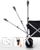 Chariot de camping pliable à prix d'usine, chariot utilitaire avec plateau en bois, chariot utilitaire robuste à roues larges