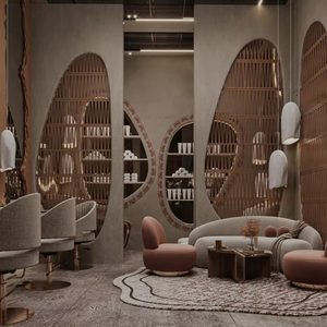 Hair Nail Spa Beauty Salon Interior Design Service Bespoke Product Display Shelving and Organic Sculptural Podium - Product Image 1