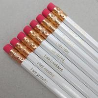 Personnalisé 7,5 pouces # 2 crayons blancs HB 2B avec impression de slogan positif par estampage à chaud pour l'école, le bureau et la maison, lot de 8 crayons