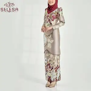 मलेशियाई महिलाओं मुद्रित Kebaya आधुनिक इस्लामी वस्त्र Baju Kurung