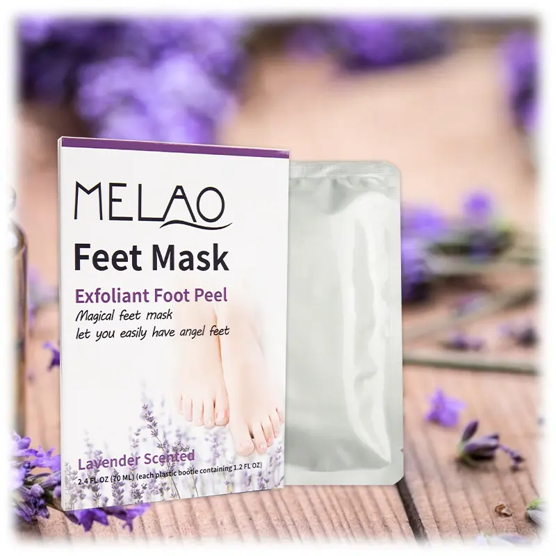 Laimelao — masque exfoliant pour les pieds, à la lavande naturelle, soin pour la peau, traitement des callosités, 8 pièces, 4 paquets