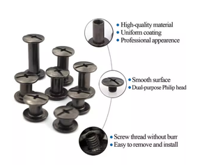 Tornillos Chicago M2 M3 M4 M5 de 4 mm con cabeza de 9.5 mm, tornillos de barril M4, postes de unión macho y hembra en oro, plata, negro y metal de pistola. - Product Image 6