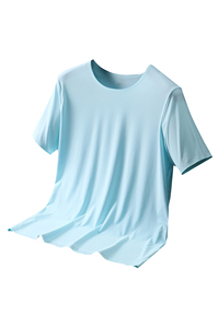 Men's Regular Fit Formal Short Sleeve <strong>Modal</strong> Knitted T-Shirt 220g Silk Screen <strong>Printed</strong> Front Logo Solid Color Breathable - Product Image 4