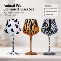 Chopes à bière fantaisie en verre dépoli peintes à la main avec logo, motifs Léopard, Zèbre, Tigre, pour usage hôtelier, cadeaux de fête, vente en gros, grand format, compatibles lave-vaisselle
