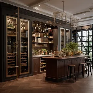 Étagère en bois Bibliothèque murale intégrée Personnalisable Salon Bibliothèque Panneau stratifié Cave à vin Meubles de salon Affichage - Product Image 3