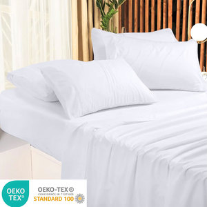 Khách Sạn Nữ Hoàng Kích Thước Bedsheet <span class=keywords><strong>Set</strong></span> Tùy Chỉnh Vải Polyester Bông Màu Sắc Rắn Bộ Đồ Giường Bộ Trải Giường Đặt 4Pcs - Product Image 1