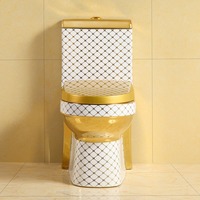Cuvette de toilette en céramique monobloc allongée dorée montée au sol à double chasse P-Trap S-Trap Drainage pour villas salles de bains WC Commode