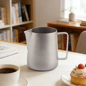 Jarra Profesional para Espumar Leche de Titanio Puro de 450 ml con Escala |   Jarra Ligera Antihuellas para Café Latte Art - Product Image 2