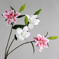 Künstliche Seiden-Lilie Modell 2 mit Doppelblüten für Hochzeitsdekoration, 2-Köpfige Doppelblüten-Blumenarrangements