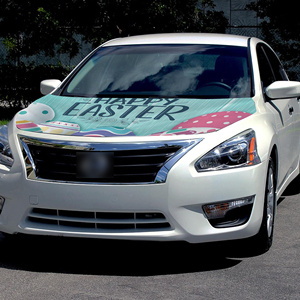 5X4ft Custom Car Hood Cover <b>Flags</b> Easter Bunny Festival Sports Games Suitable for Most Cars Best Gift Hood Cover - Product Image 2