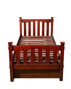 TACASA Lit simple en bois de hêtre brun café avec 3 tiroirs en bois massif Design traditionnel peu encombrant et rangement - Product Image 2