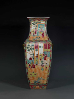 Vases en porcelaine à médaillon de rose chinois antique de la dynastie Qing, paire de grands vases en porcelaine Guangcai du XIXe siècle