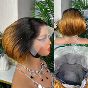Pelucas Pixie Cortas Frontales 13*4 para Mujeres de Color Natural, Cabello Humano con Frente de Encaje 13x4 - Product Image 3