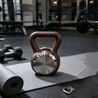 Haltère de style kettlebell réglable en bois de noyer de luxe avec noyau en acier inoxydable, poignée ergonomique, écologique et portable pour la musculation à domicile
