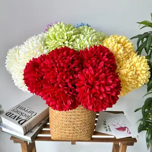 5 cabezas de crisantemo Gian Natural Ping Pong margaritas arreglos florales flores artificiales para la decoración de la boda del hogar