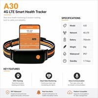 Traceur GPS intelligent pour animaux de compagnie avec IA, moniteur de fréquence cardiaque souple réutilisable, positionnement en temps réel 4G LTE, localisateur de chien étanche IP67