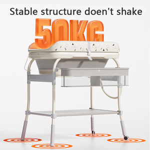 Ergonomic <b>Foldable</b> Plastic <b>Baby</b> Changing Table Storage Bins Portable Height Adjustable Diaper Station 0-12 Months AntiSlip - Product Image 3