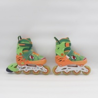 Patins à roulettes pour enfants, motif dinosaure mignon, taille réglable, roues lumineuses, roulements ABEC-7, confort en velours et maille, durables et clignotants