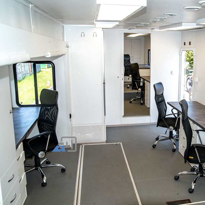 2 Rooms Expandable Mobile Office Trailer with Bathroom One Side Slide ...