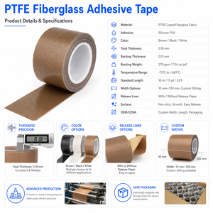 Ruban adhésif en <span class=keywords><strong>fibre</strong></span> <span class=keywords><strong>de</strong></span> <span class=keywords><strong>verre</strong></span> enduit <span class=keywords><strong>de</strong></span> PTFE, antiadhésif, sans résidus, pour barre <span class=keywords><strong>de</strong></span> scellage à impulsion et équipement d'emballage - Product Image 4