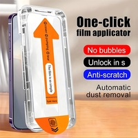 Protection d'écran en verre trempé 9H anti-traces de doigts sans bulles avec cadre d'installation pour iPhone 17 16 15 14 13 12 Pro Max