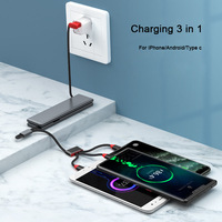Kabel Pengisi Daya Lipat Portabel OATSBASF Magic Box Mini 3 in 1 untuk iPhone Android Tipe C