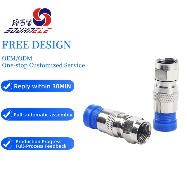 Wholesale Latest Technology Smart RG59 RG11 Compression Coaxial Cable Plug for TV RG6 F Type Connector RG 6 Power Plug Connector