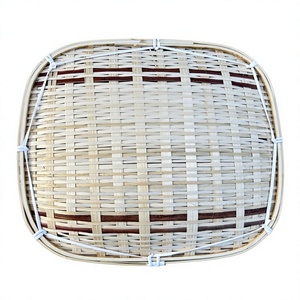 Crafted by Hand Natural Bamboo Set 4-Piece Display <b>Tray</b> Pastry Treats 23cm Round Oval Rectangular <b>Tea</b> Serving Snacks in Vietnam - Product Image 1