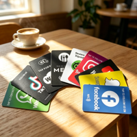 Support de Présentation de Carte de Membre PVC sans Contact avec Puce NFC, Code QR, Fonction Tap & Social Media, Carte WhatsApp Personnalisée pour Hôtels