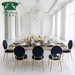 Mesa de Boda Rectangular de Metal Moderno con Cristales para Recepción de Hotel, Salón de Banquetes, Comedor y Uso en Exteriores - Product Image 3