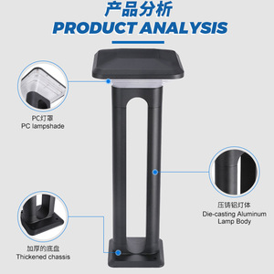 Lámpara Solar LED para Jardín, Iluminación Exterior Impermeable para Hogar, Villa, Parque, Patio, Paisaje, 3.0kg GT-CPD1201-AC - Product Image 4