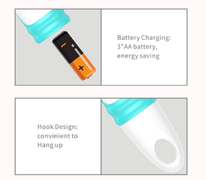 Электрическая пластиковая массажная щетка с длинной ручкой, вращающаяся, для душа, для спины и тела, губка-скраб, отшелушивающая щетка - Product Image 6