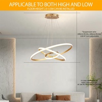Lampe ronde à haute luminosité pour la maison, le centre commercial, le café, anneau LED doré, lustre moderne