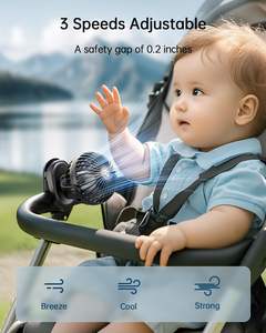 Mini ventilateur portable à clip, 3 vitesses, rafraîchissant, mignon, petit, pour bureau, essentiel pour bébé, alimenté par batterie, pour poussette - Product Image 2