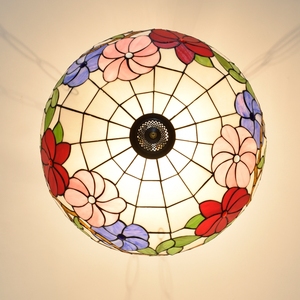 Lampadario a Sospensione in Stile <span class=keywords><strong>Tiffany</strong></span>, Rotondo 24 Pollici, in Vetro, per Camera da Letto e Soggiorno - Product Image 3
