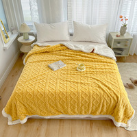 Couverture en flanelle matelassée jaune, douce, pour lit ou canapé, motif géométrique moderne et simple, idéale pour le printemps et l'automne