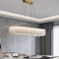Lustre en marbre naturel, luminaire suspendu moderne de luxe, lustres en albâtre pour salle à manger, salon, restaurant, hall