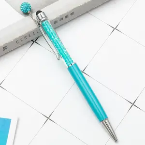 Spot wholesale new pendant rhinestone gifts twist metal ballpoint stylus pen