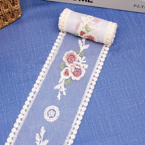 Guipur 8,5 cm encaje bordado inglés con malla de flores con bordado Floral tela de poliéster recorte de encaje - Product Image 4