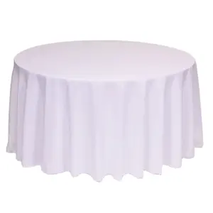 Wholesale Cheap Custom Fitted Round Tablecloth Polyester White Wedding Table Cloth