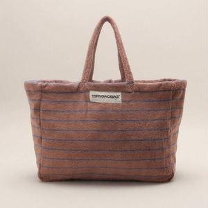 Borsa da viaggio portatile da donna con Logo personalizzato da 20 pollici in spugna a righe con chiusura a cerniera da spiaggia bianca e Pinky - Product Image 6
