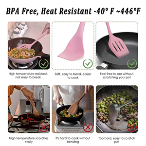 ชุดอุปกรณ์ครัวซิลิโคนด้ามไม้พร้อมโลโก้สั่งทำพิเศษ ทนความร้อน - Product Image 4
