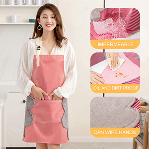 Wholesale Water-drop Oil Resistant Cooking Bib Kitchen <b>Apron</b> with Hand Wipe & Pocket for Women <b>Men</b> Chef - Product Image 4