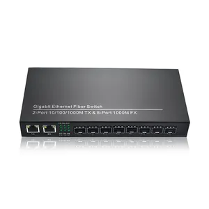 8 Port 10/100/1000M Konverter Media, Slot SFP 1Gb Sakelar Ethernet 12V 5V 20Km BIDI Mode Tunggal