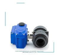 Vanne à boisseau sphérique électrique AX-Q921F-10S 2 voies PVC/PP pour milieux acides, raccord True Union, taille de port DN15, avec actionneur motorisé