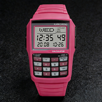 Nouvelle montre-calculatrice rose pour étudiants, multifonctionnelle, avec lumière LED nocturne, style ordinateur numérique électronique