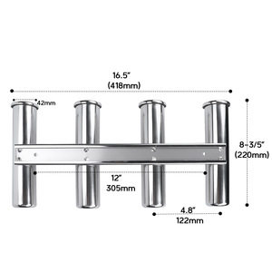 Soporte de Pared para Cañas de Pescar de Acero Inoxidable, 4 Tubos, 16.5 Pulgadas, para Uso en Barcos, Resistente a la Corrosión - Product Image 1