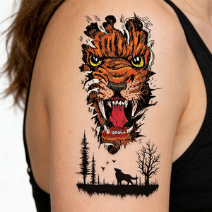 Autocollants de tatouage sombres pour femmes 90*190mm Art de bras sombre pour les clubs, les festivals de musique et la scène souterraine. - Product Image 1