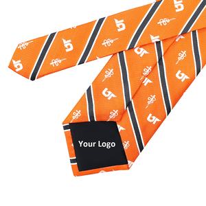 Cravatta personalizzata associazione all'ingrosso arancione a strisce di carbone Logo bianco scuola medica tessuto di seta cravatta al collo su misura - Product Image 6