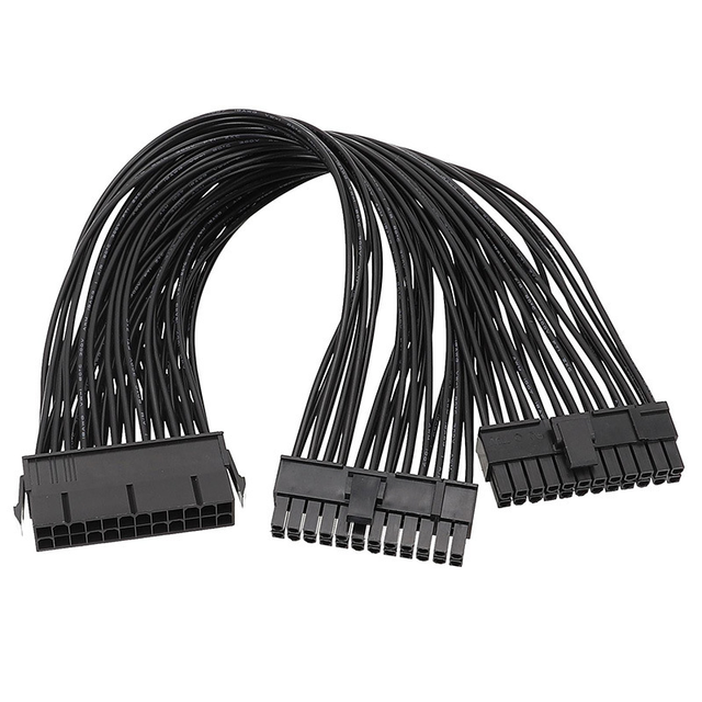 Dual PSU Power Supply 24 Pin ATX Motherboard Splitter Cable ATX Motherboard Extension Cable PSU Female to Male Y Adapter Cable